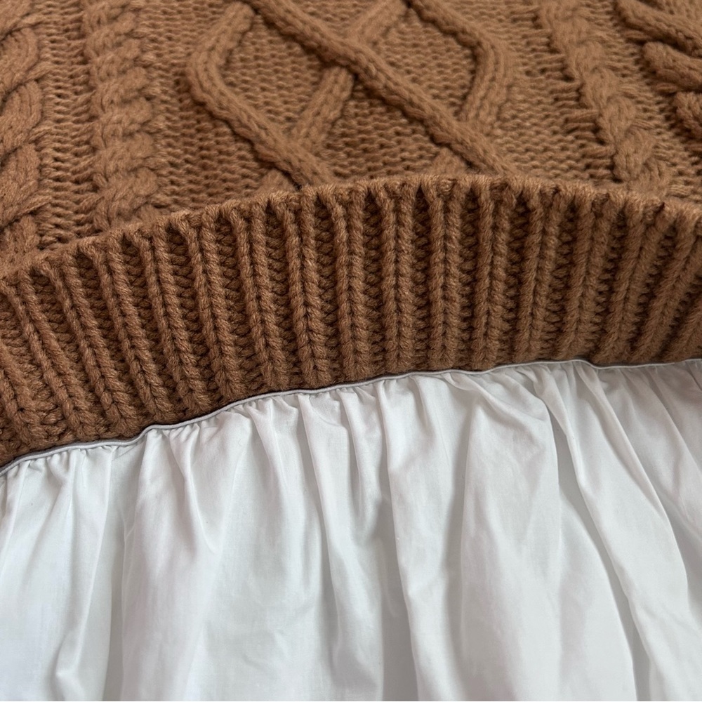 Elan Cable Knit Mixed Media Sweater Vest Top Brown White NWT Small - Picture 6 of 11